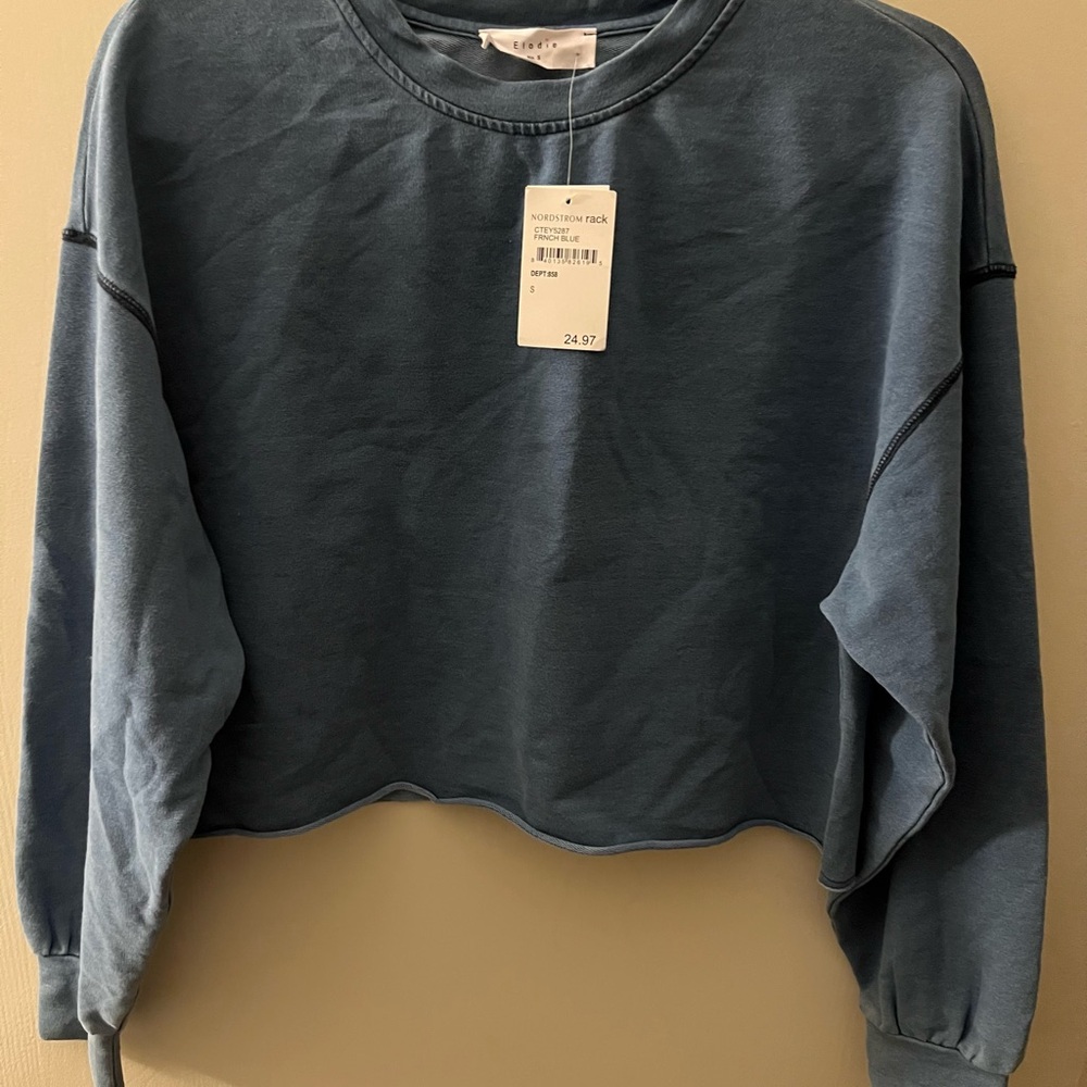 Elodie French Blue Cropped Sweatshirt